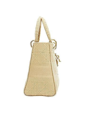 Christian Dior Christian Dior Lady D-Lite Medium Cannage beige canvas CD charm top handle bag (view 2)