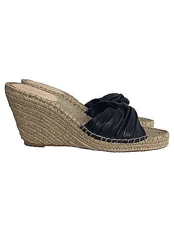 Loeffler Randall Loeffler Randall Wedge Espadrille Sandals in Black Leather (view 1)