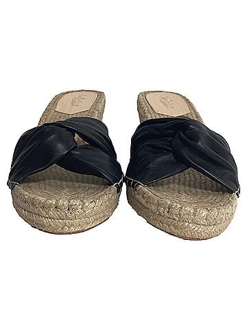 Loeffler Randall Loeffler Randall Wedge Espadrille Sandals in Black Leather (view 2)