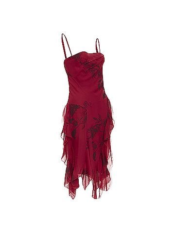 Christian Dior CHRISTIAN DIOR 2006 John Galliano Vintage Runway red silk floral dress FR40 M (view 1)