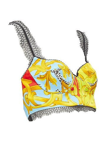 Versace VERSACE Barocco Acanthus Pop print lace trim boned bustier bra top IT40 S (view 1)