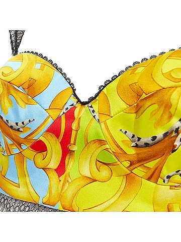 Versace VERSACE Barocco Acanthus Pop print lace trim boned bustier bra top IT40 S (view 2)