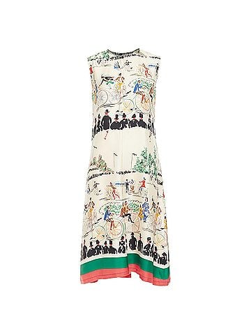 Céline rare CELINE Phoebe Philo cream multicolor mulberry silk cyclist dress FR38 M (view 1)