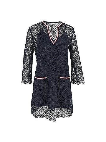 Sandro  Sandro Paris Lace Mini Dress in Navy Blue Polyester (view 1)
