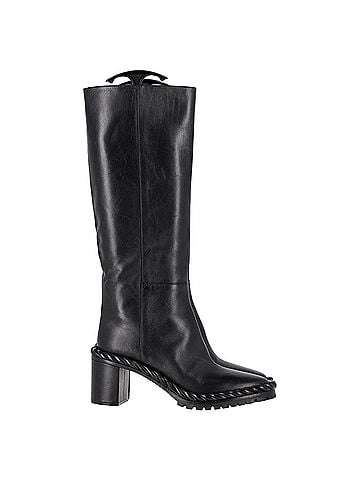 Mario Valentino  Valentino Garavani Rope Mid-Calf Block Heel Boots in Black Leather (view 1)