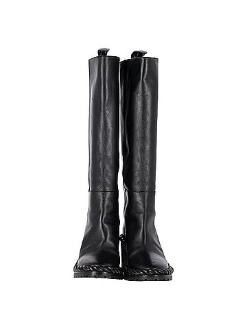 Mario Valentino  Valentino Garavani Rope Mid-Calf Block Heel Boots in Black Leather (view 2)