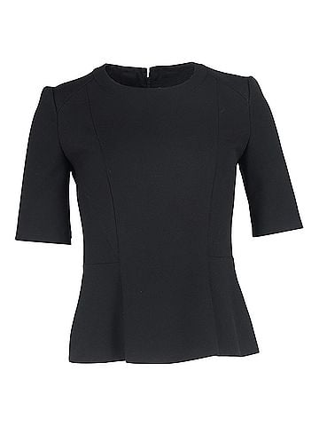HUGO BOSS Boss by Hugo Boss Short Sleeve Peplum Top in Black Wool (view 1)
