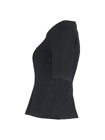 HUGO BOSS Boss by Hugo Boss Short Sleeve Peplum Top in Black Wool (view 2)