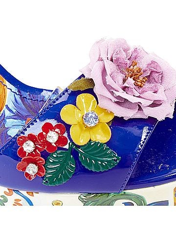 Dolce & Gabbana Dolce & Gabbana Bianca blue Majolica print floral embellish platform wedges (view 2)