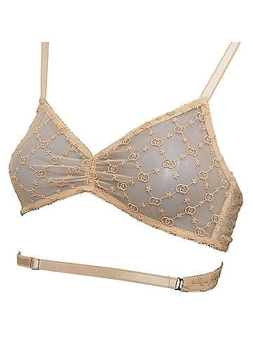 Gucci GUCCI Alessandro Michele GG Star nude monogram embroidered tulle lingerie set S (view 2)