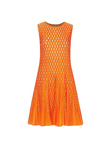 Christian Dior DIOR orange viscose blend perforated knit cream silk line fit flare dress FR38 M (view 1)