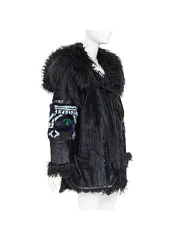 Emilio Pucci Emilio Pucci Vintage ethnic calf mixed shearling raccoon fur coat (view 1)