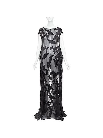 Saint Laurent Saint Laurent Runway butterfly applique sheer maxi dress (view 1)
