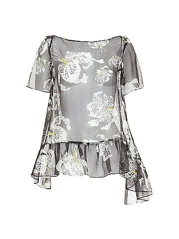 Erdem Erdem silk sheer floral waterfall frill babydoll top (view 1)