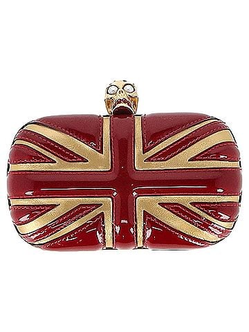 Alexander McQueen Alexander McQueen Britannia Skull Box Clutch Bag in Red Patent Leather  (view 1)