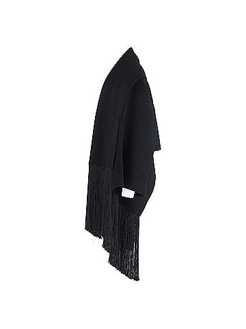 Totême  Totême Fringed Scarf Jacket in Black Wool (view 2)