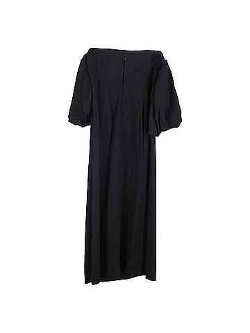Mother of Pearl Mother of Pearl Off Shoulder Midi Dress in Black Polyester (view 2)