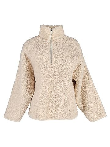 Acne  Acne Studios Half Zipped Fleece Sweater in Cream Acrylic (view 1)