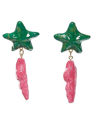 Saint Laurent Saint Laurent star seashell glazed resin brass clip earring Pair (view 1)