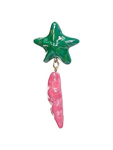 Saint Laurent Saint Laurent star seashell glazed resin brass clip earring Pair (view 2)