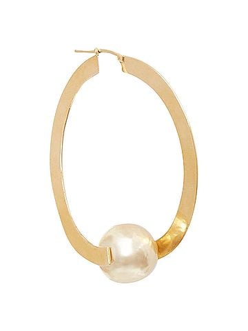 Céline Celine Phoebe Philo Flat Hoop faux pearl brass hoop pin earring Pair (view 1)