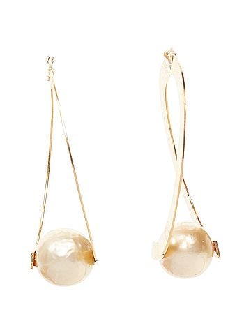 Céline Celine Phoebe Philo Flat Hoop faux pearl brass hoop pin earring Pair (view 2)