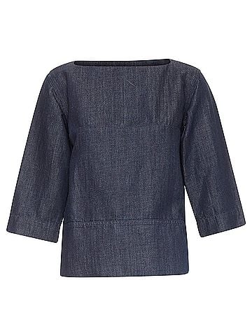 MARNI Marni denim cotton linen square bateau neck zipper boxy top (view 1)