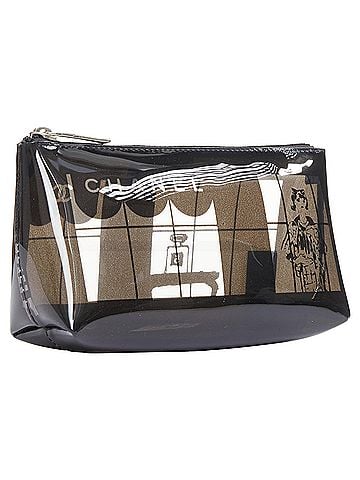 Chanel Chanel Coco Window black clear Pvc silver zip cosmetic pouch (view 1)