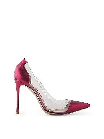Gianvito Rossi Gianvito Rossi Metallic Pink Leather And PVC Pumps (view 1)
