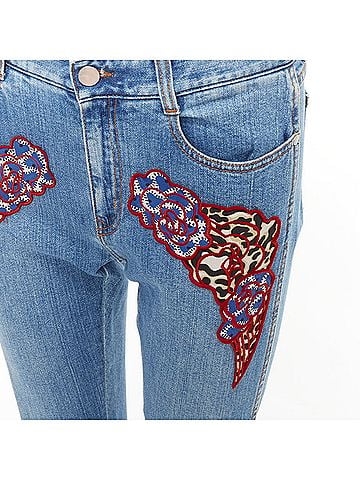 Stella McCartney Stella Mccartney Floral Leopard Applique Patch Jeans (view 2)