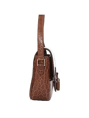 Céline Celine Medium Tassel brown embossed cow hide leather fringed crossbody bag (view 2)