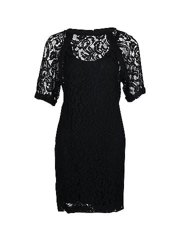 Maje Maje Lace with Slip Dress in Black Viscose (view 1)