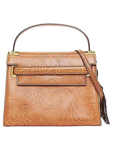 Mario Valentino Valentino Santeria My Rockstud brown embossed top handle satchel bag (view 1)