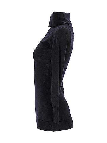 Iris & Ink Iris & Ink Turtleneck Sweater in Navy Blue Wool (view 2)