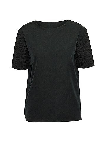 Lanvin Lanvin Textured Short Sleeve Crew Neck T-shirt in Navy Blue Polyester  (view 1)