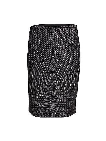 Diane von Furstenberg Diane Von Furstenberg Jacquard Pencil Skirt in Black Wool (view 1)