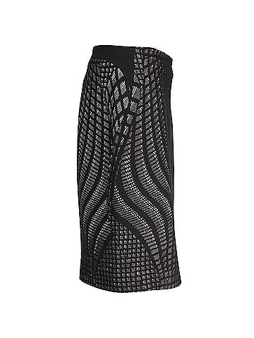 Diane von Furstenberg Diane Von Furstenberg Jacquard Pencil Skirt in Black Wool (view 2)