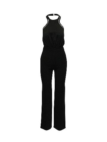 BA&SH Ba&sh Saudry Open-Back Jumpsuit in Black Polyester (view 1)
