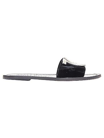Tom Ford Tom Ford black velvet silver big crystal TF embellished flat sandals (view 2)
