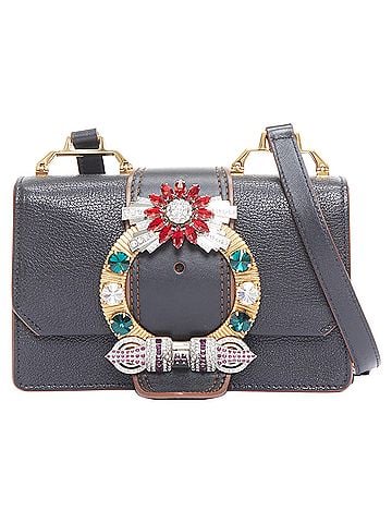Miu Miu Miu Miu Lady Leather Colorful Rhinestone Buckle Flap Crossbody Bag (view 1)
