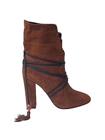 Aquazzura Aquazzura Moonshine Boots with Tie in Brown Suede (view 1)