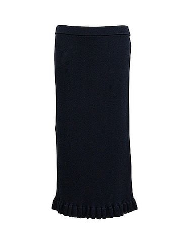 Michael Kors Michael Kors Ruffle Hem Midi Skirt in Navy Blue Viscose (view 1)