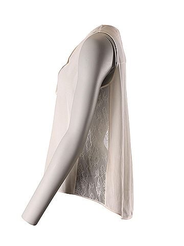 Alice + Olivia Alice & Olivia Lace Panel Sleeveless Top in Cream Silk (view 2)