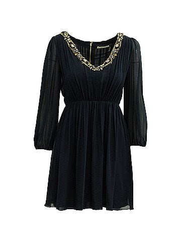 Alice + Olivia Alice & Olivia Sequin Neck Dress in Navy Blue Silk (view 1)