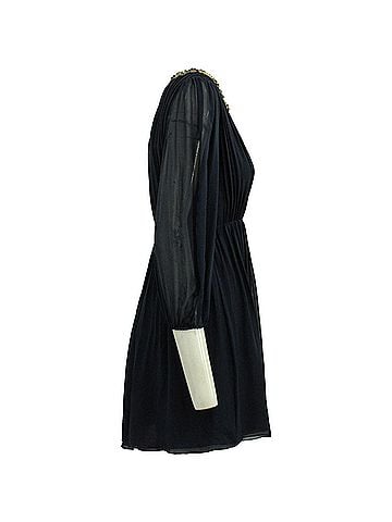 Alice + Olivia Alice & Olivia Sequin Neck Dress in Navy Blue Silk (view 2)