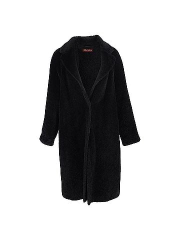 Max Mara  Max Mara Single-Breasted Teddy Coat in Black Wool (view 1)