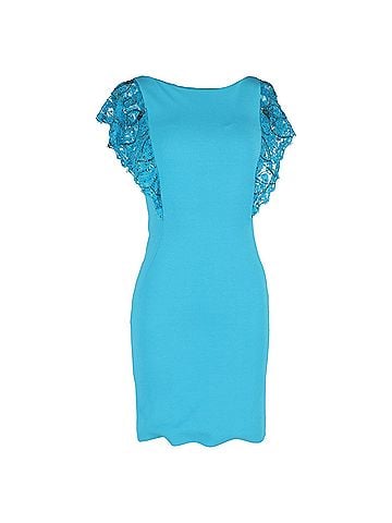 Emilio Pucci Emilio Pucci Flutter Sleeve Dress in Turquoise Polyester (view 1)