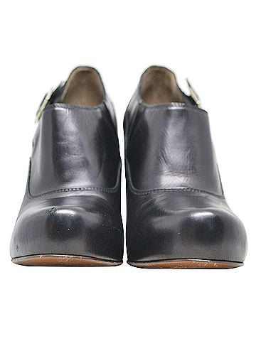 MARNI Black Buckled Low Cut Round-Toe Heel Booties (view 2)