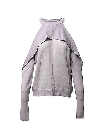 Dion Lee Dion Lee Cold Shoulder Sweater in Grey Merino Wool (view 1)