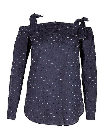 Saloni Saloni Texture Cold Shoulder Top in Blue Cotton (view 1)